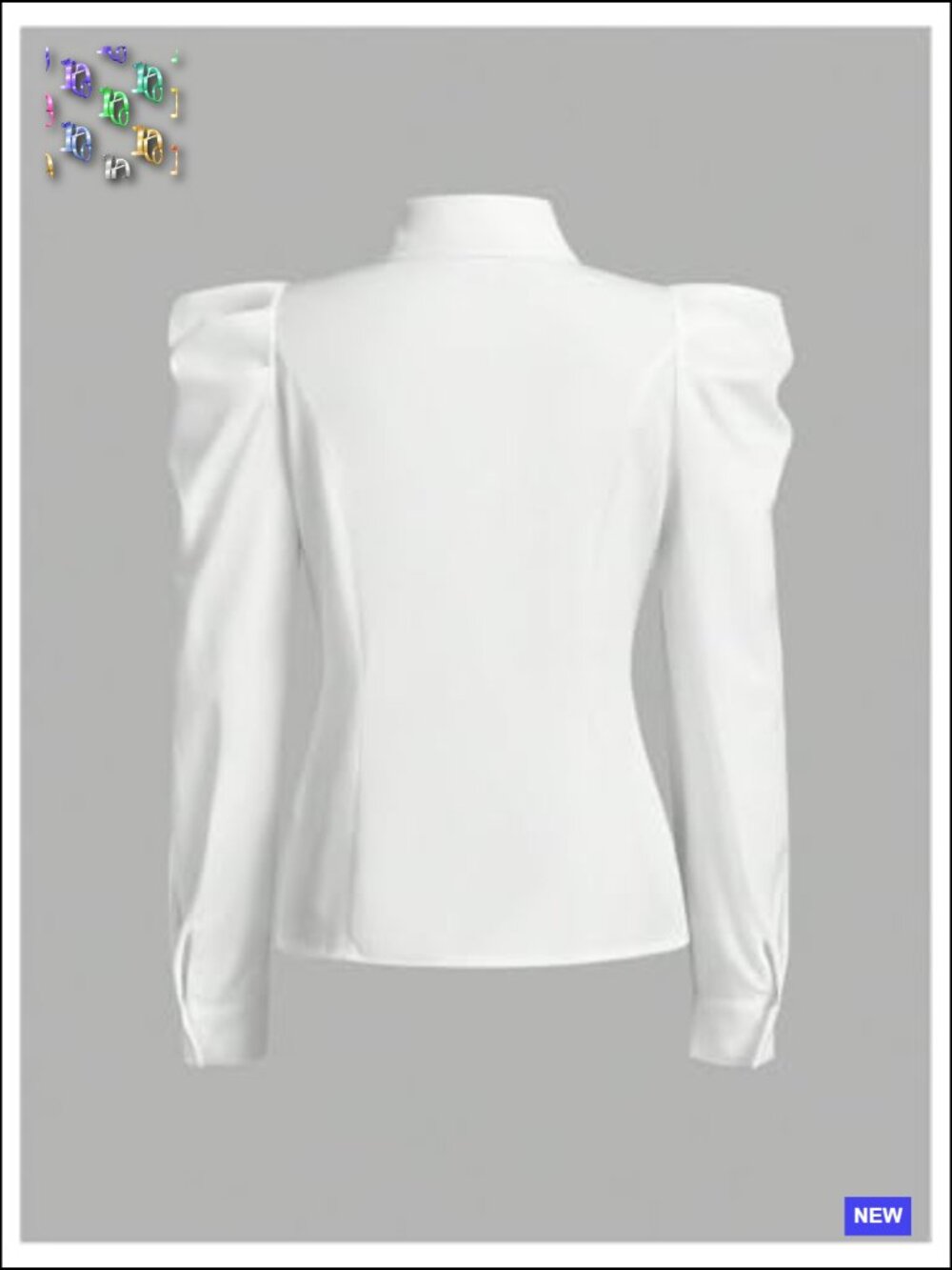 Elegant Puff Long Sleeve Collared Button Down Blouse Top Work Office - Picture 3 of 5
